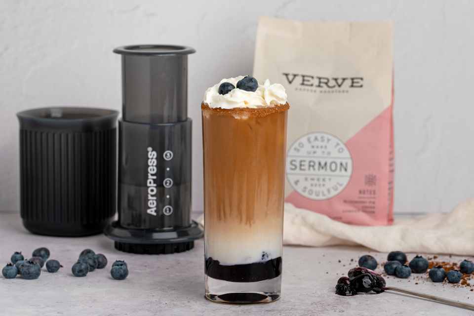 AeroPress Go Blueberry Iced Latte