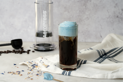 AeroPress Iced Coffee with Butterfly Pea Flower Cold Foam
