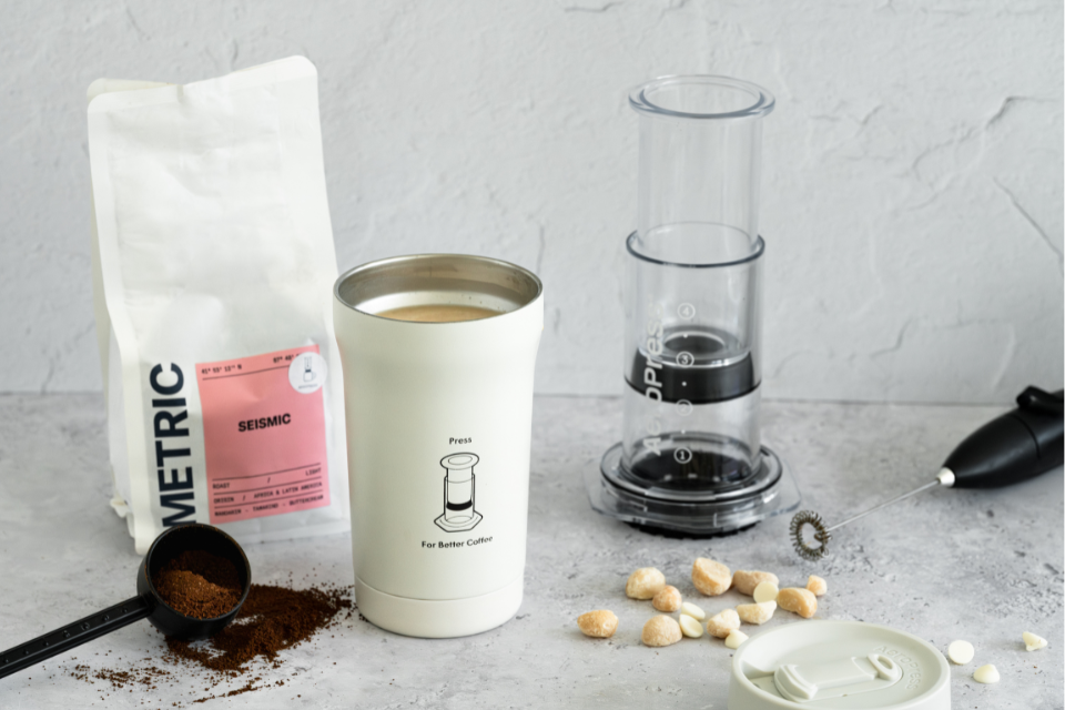 White Chocolate Macadamia Latte with AeroPress Go Plus