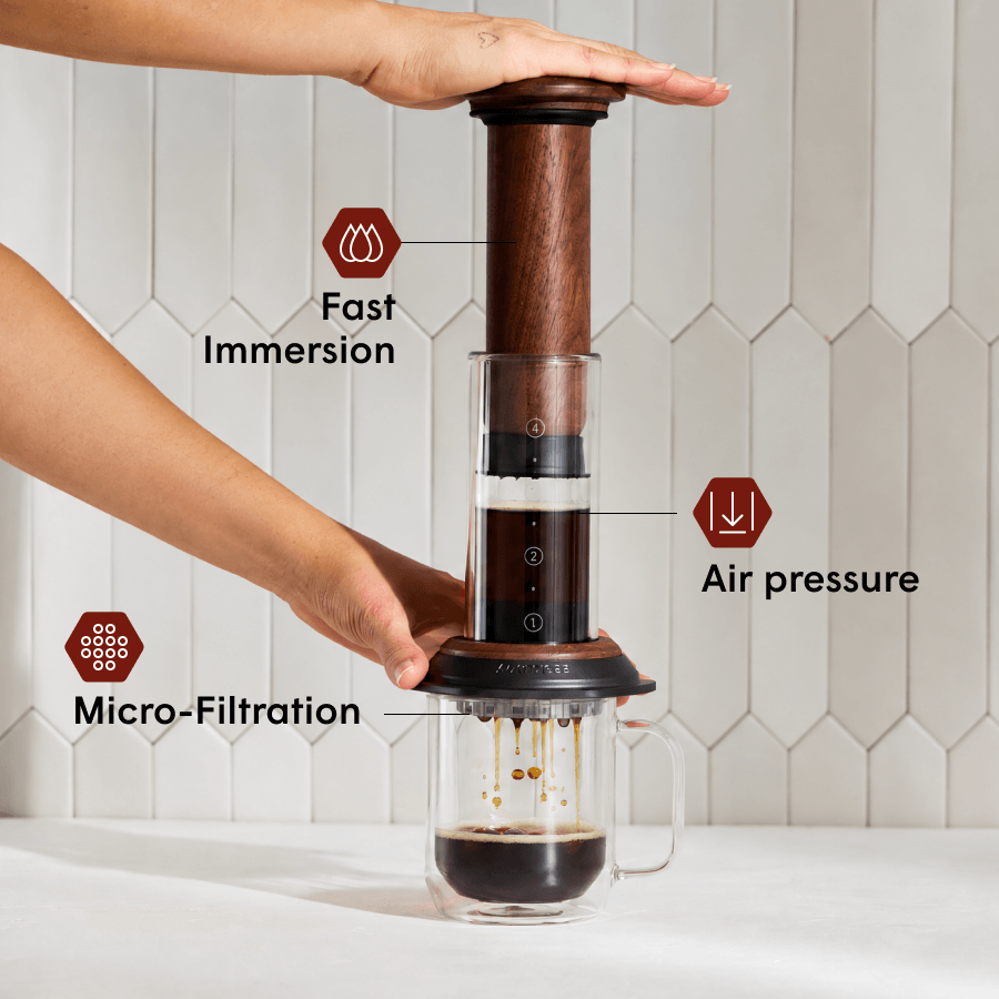 AeroPress Coffee Maker - Premium Walnut