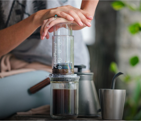 AeroPress Clear brewing after yoga_social photo @roamwithivan