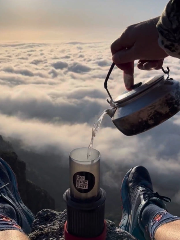 Brewing with AeroPress Go in the clouds