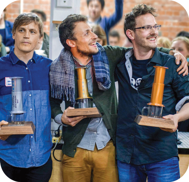 2013 World AeroPress champions with trophies