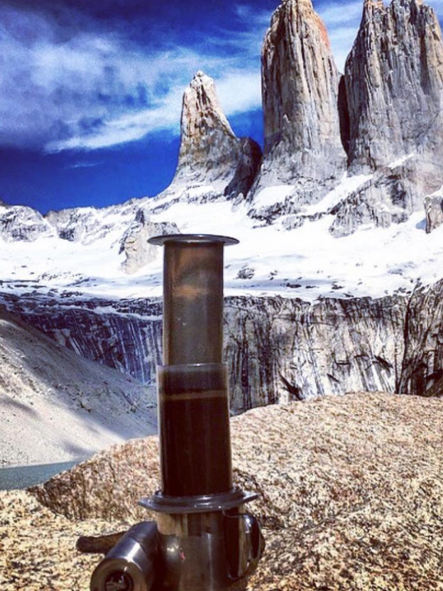 AeroPress Original by snowy mountains