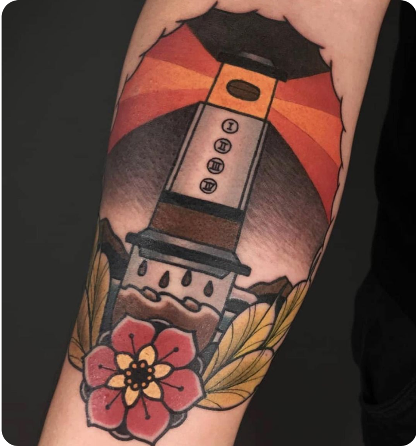 AeroPress Lighthouse Tattoo