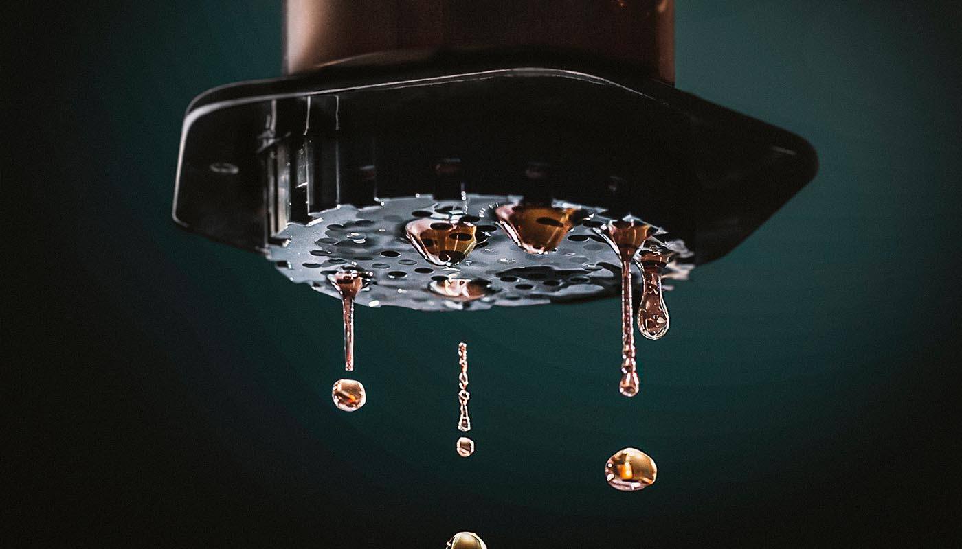 Coffee droplets falling from the AeroPress Original coffee maker