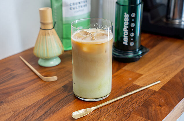 Dirty Matcha Iced AeroPress Latte