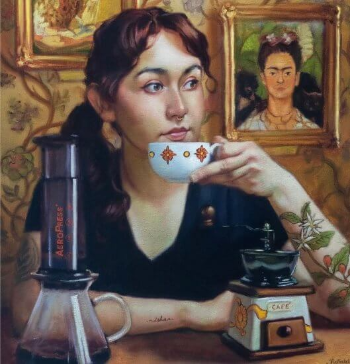 Mona lisa drinking