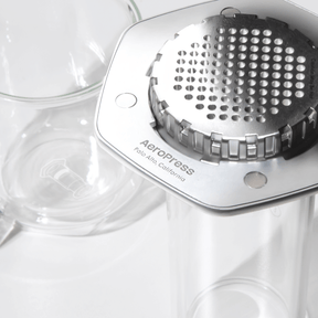 Silver AeroPress Premium coffee maker on a white background #color_silver