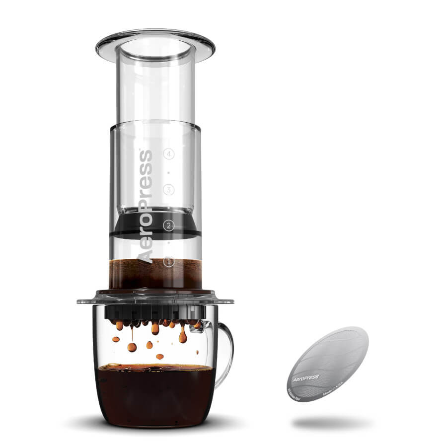 AeroPress Clear Coffee Maker & Stainless Steel Filter Bundle #color_clear