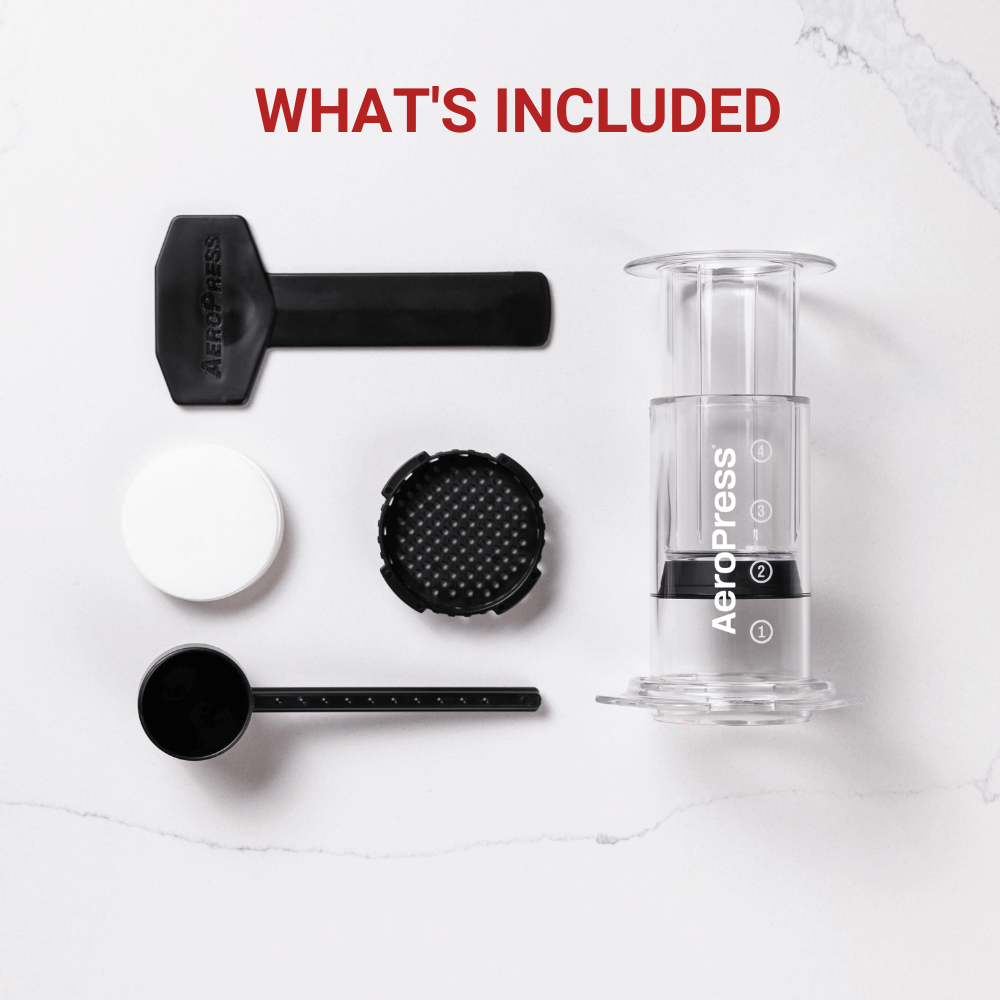 AeroPress Coffee Maker - Clear What's Included