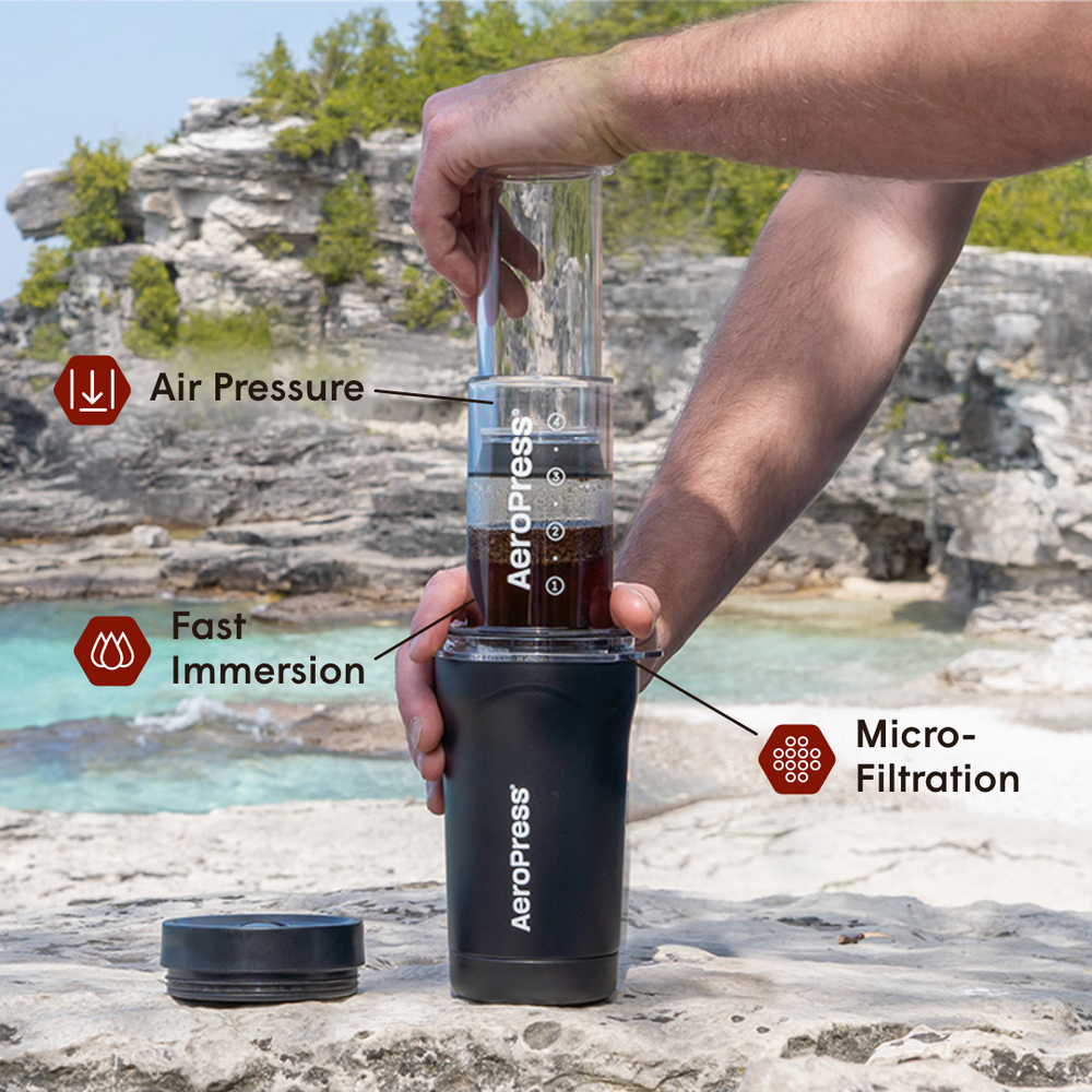 AeroPress Go Plus Portable Coffee Maker Complete Travel Coffee System Aeropress go plus portable coffee maker complete travel coffee system