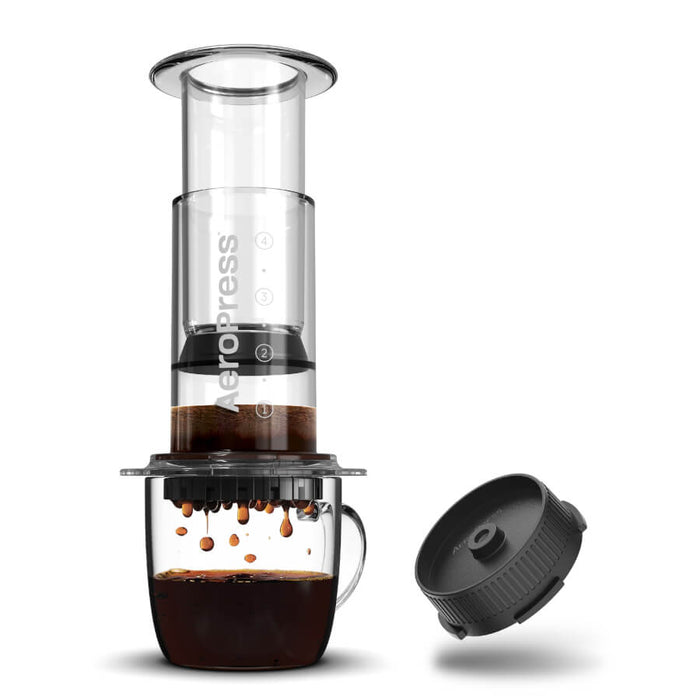 AeroPress Clear Coffee Maker & Flow Control Filter Cap Bundle